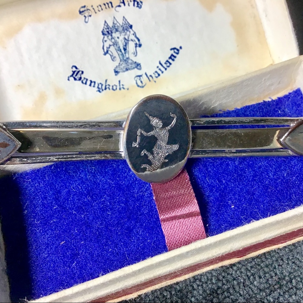 ❤️ANTIQUE Siam STERLING Tie Bar